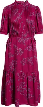 SUGARLIPS Zurum Floral Print Pintuck Pleat Dress