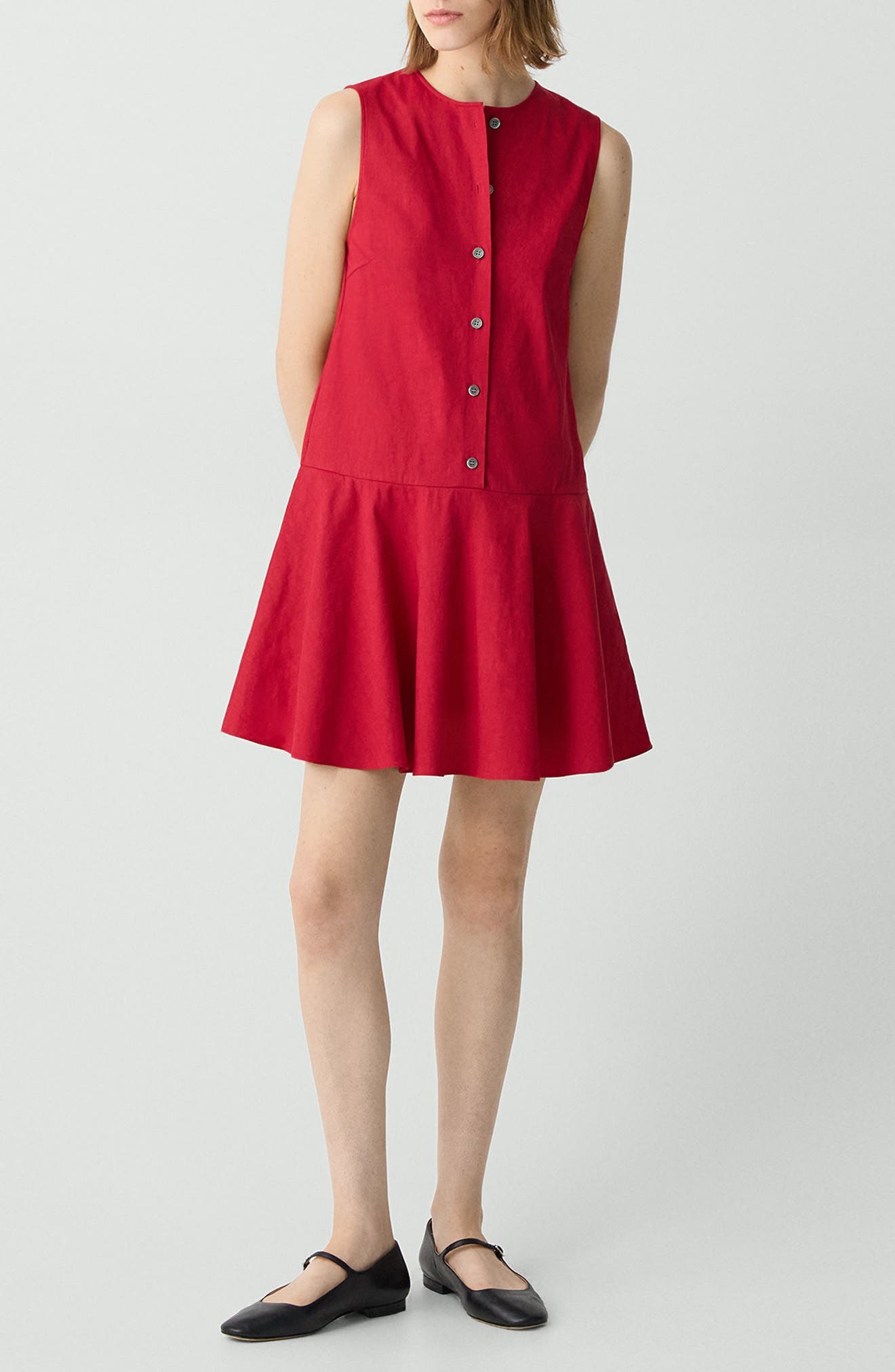 Theory Sleeveless Linen Blend Minidress