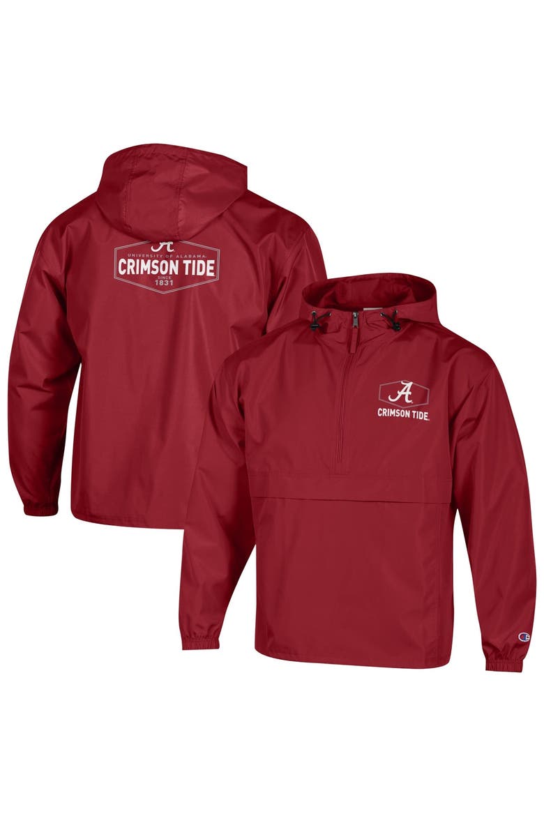 Men's Champion Crimson Alabama Crimson Tide Delay Packable Half-Zip Jacket, Main, color, Crimson