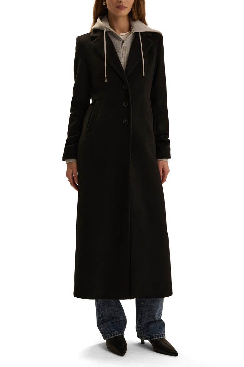 The Sport Wool Blend Coat with Hoodie Insert, Main, color, BLACK
