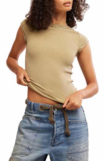 Free People Ever Had Cap Sleeve Cotton T-Shirt