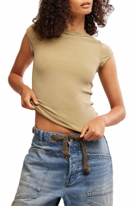 Free People Ever Had Cap Sleeve Cotton T-Shirt