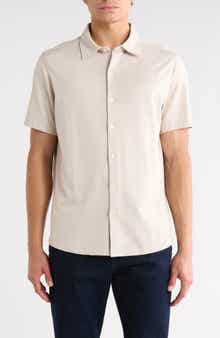Ruben Herringbone Button Up Knit Shirt