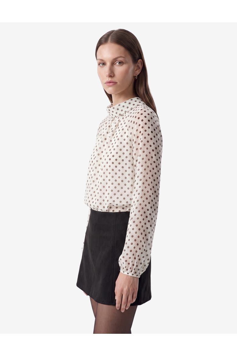 Chiffon Blouse with a Shawl Collar and Polka-Dot Scarf, Alternate, color, WHITE DESIGN