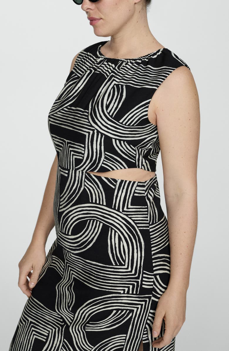 MANGO Print Cutout Sleeveless Midi Dress, Alternate, color, 