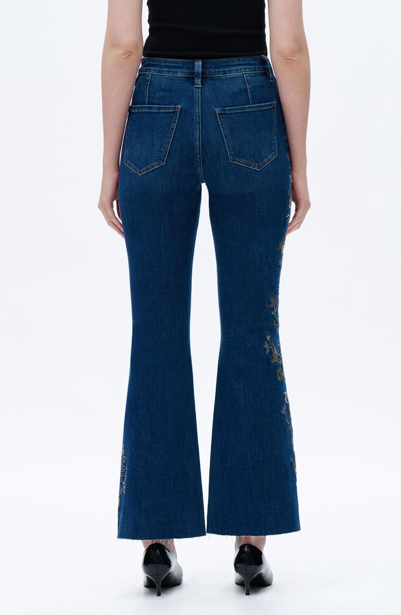 Bayeas Embroidered Raw Hem High Waist Flare Jeans, Alternate, color,