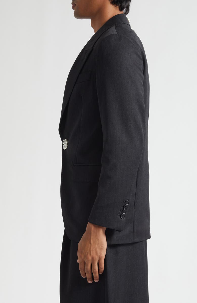 Simone Rocha Faux Pearl Daisy One-Button Sport Coat, Alternate, color, Charcoal/ Pearl