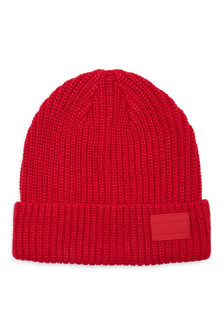 Shaker Stitch Cuff Beanie, Main, color, APPLE RED