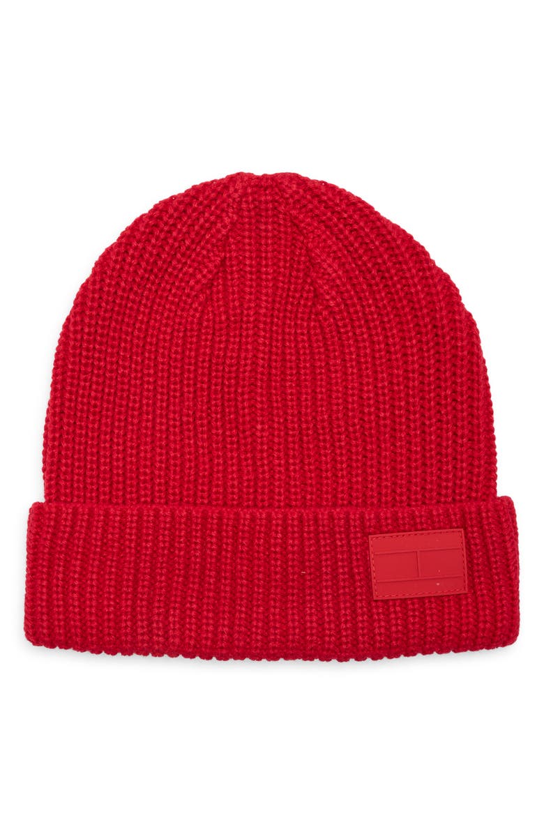Tommy Hilfiger Shaker Stitch Cuff Beanie, Main, color, Apple Red