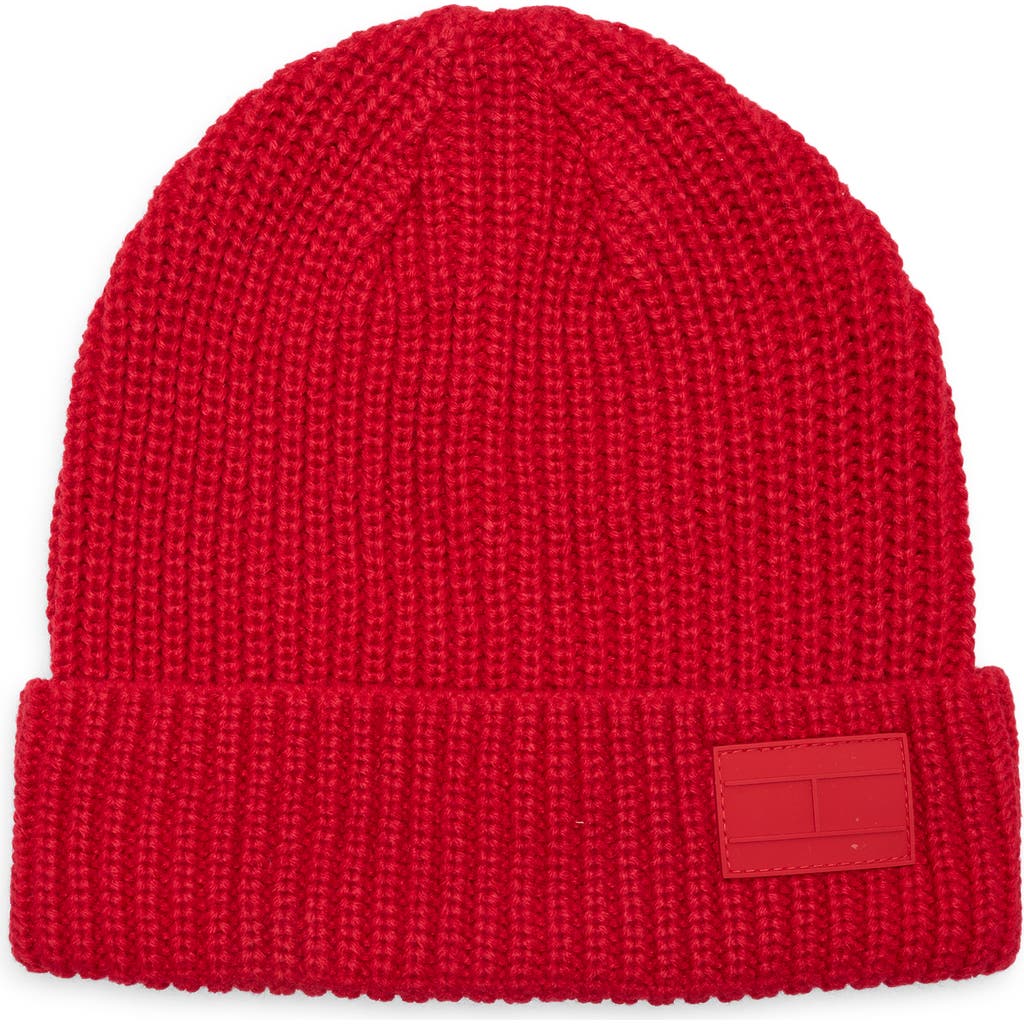 Tommy Hilfiger Shaker Stitch Cuff Beanie In Red