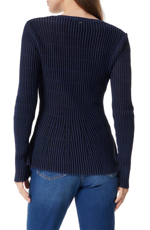 Sam Edelman Gia Crewneck Peplum Knit Top In Navy