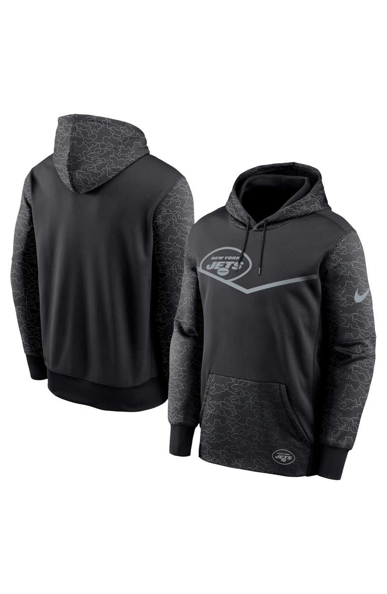 Nike Men's Nike Black New York Jets RFLCTV Chevron Pullover Hoodie, Alternate, color,