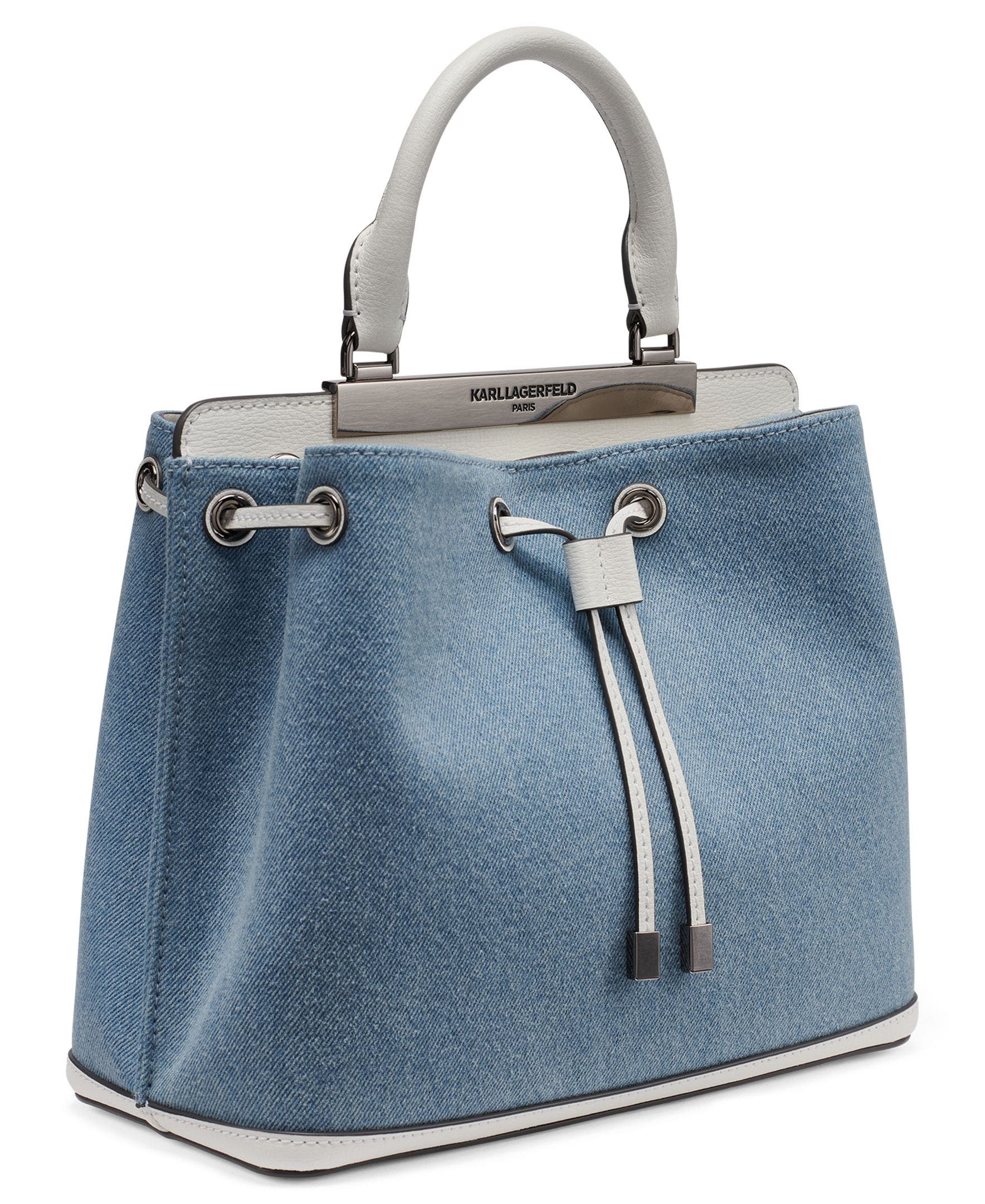 KARL LAGERFELD PARIS Evelina Denim Bucket, Alternate, color, Light Denim