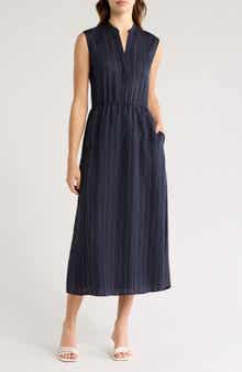 Vince Drapey Striped Tiered Dress