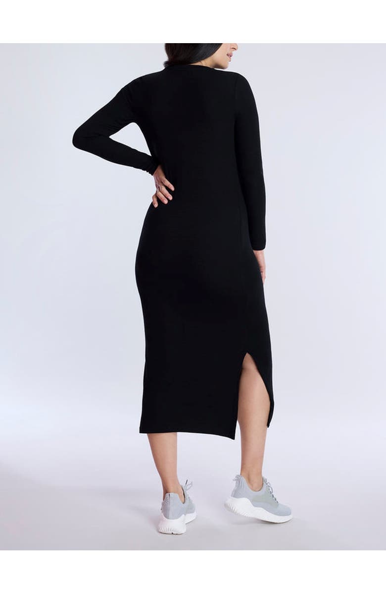 MOTHERHOOD MATERNITY Crew Neck Rib Knit Long Sleeve Column Dress, Alternate, color, Black