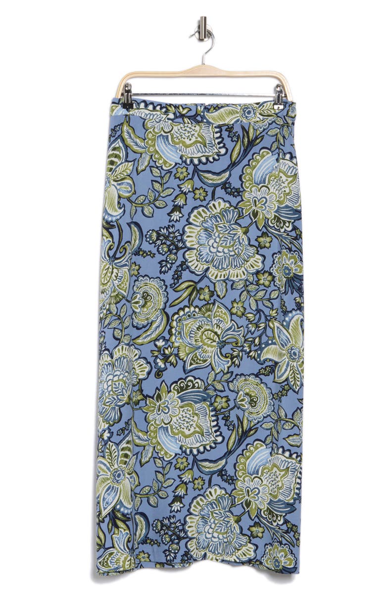 Vince Camuto Paisley Floral Challis Midi Skirt, Alternate, color, Vintage Blue Paisley