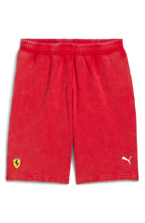 Puma Scuderia Ferrari Sportswear Logo Cotton Sweat Shorts In Red