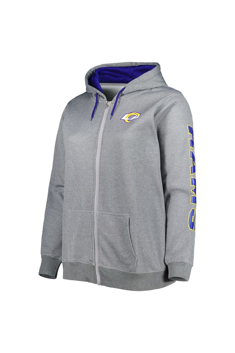 Women's Heather Charcoal Los Angeles Rams Plus Size Fleece Full-Zip Hoodie Jacket, Alternate, color, Heather Charcoal