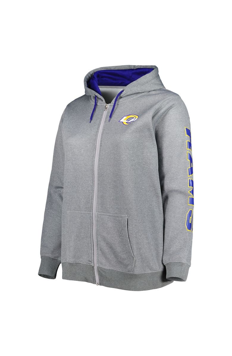 PROFILE Women's Heather Charcoal Los Angeles Rams Plus Size Fleece Full-Zip Hoodie Jacket, Alternate, color,