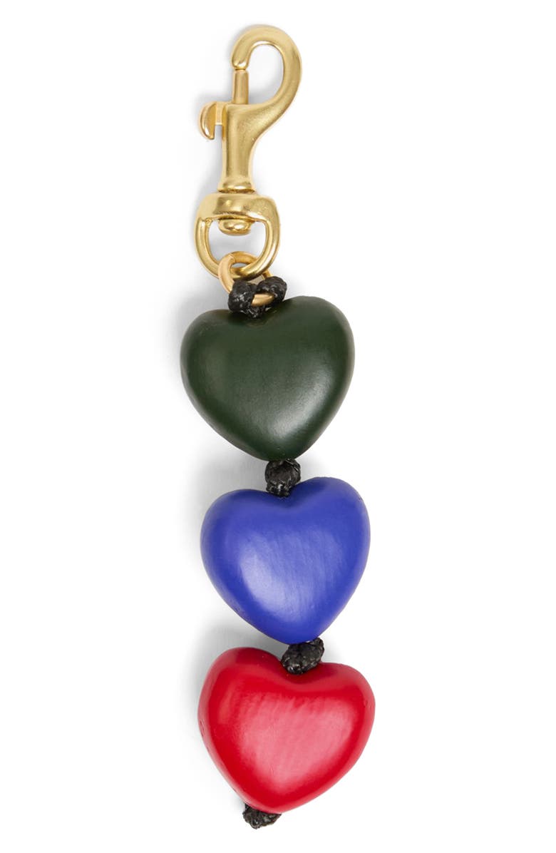 Clare V. Heart Bag Charm, Main, color, Evergreen Multi