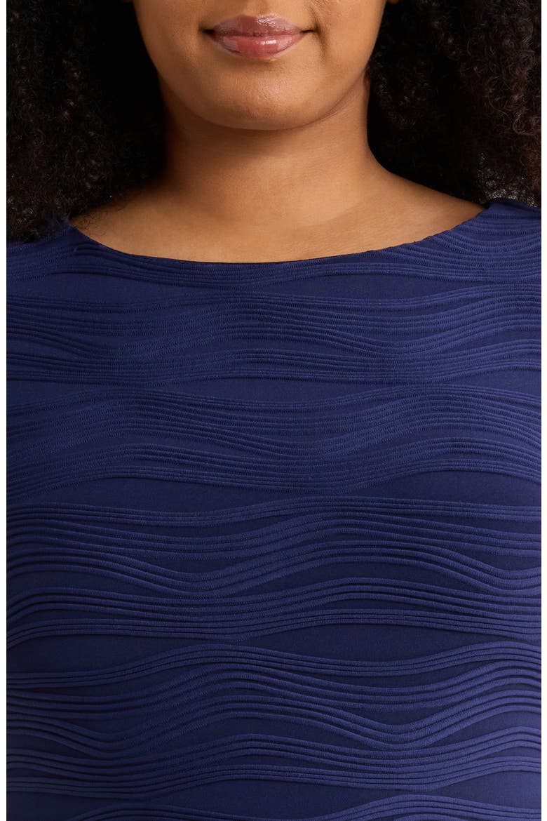 Textured Sleeveless Sheath Dress, Alternate, color, KASPER NAVY