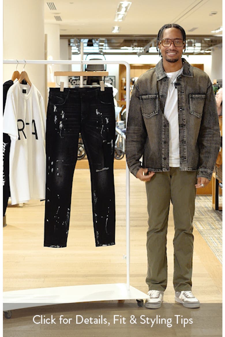 Clayton Paint Splatter Ripped Skinny Jeans video