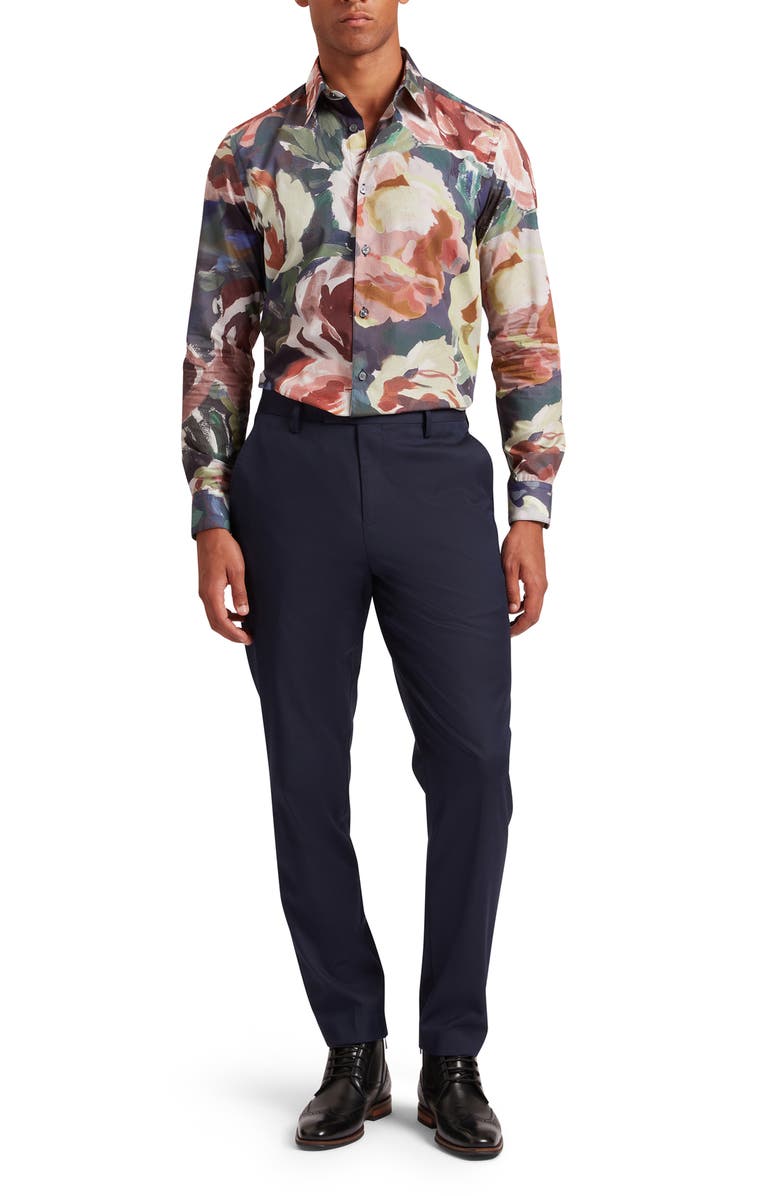 Ted Baker Brynhil Print Cotton Button-Up Shirt, Alternate, color, Multicolored