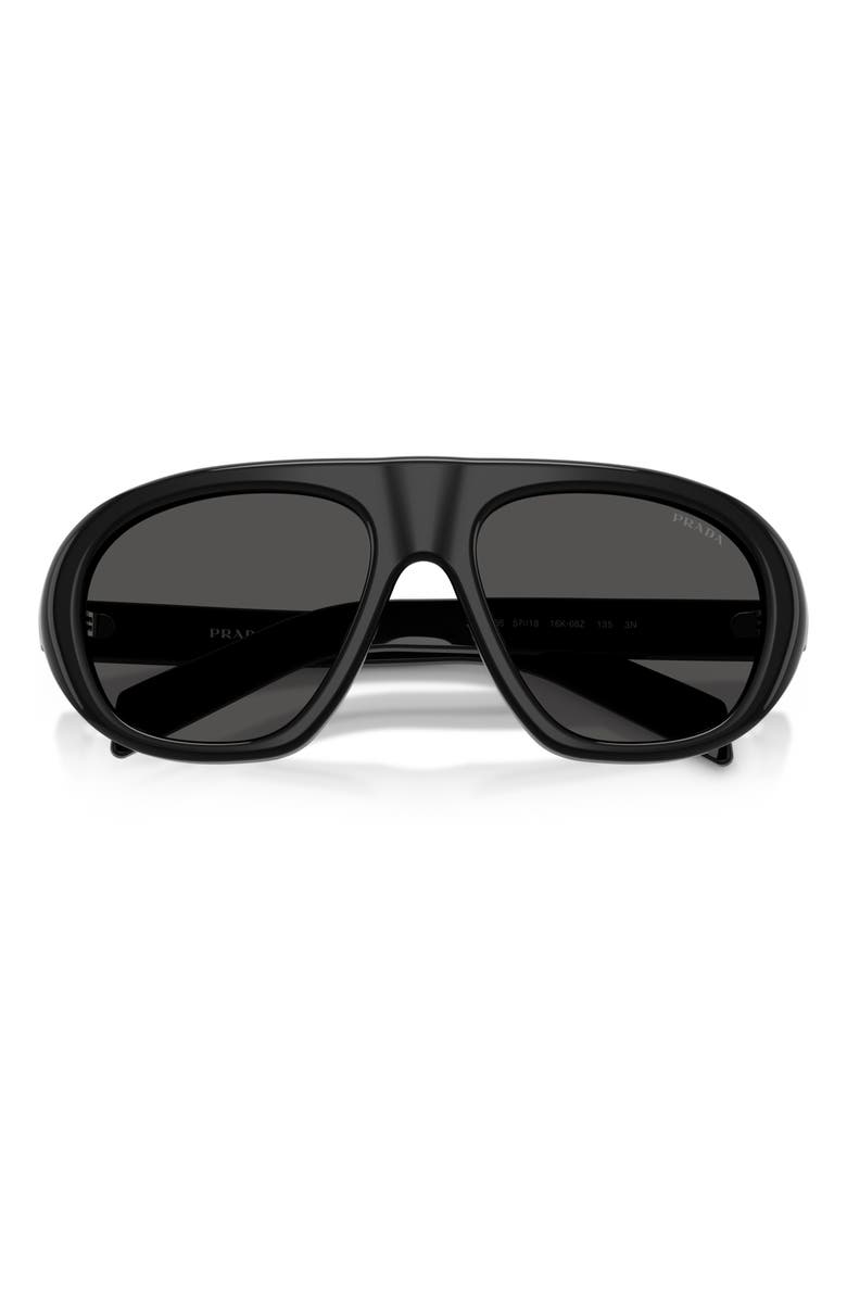Prada 57mm Irregular Sunglasses, Alternate, color, Black / Dark Grey