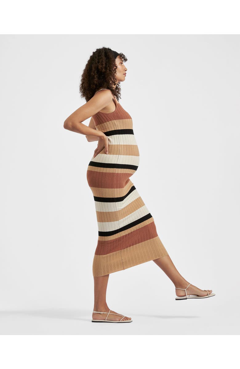 Ripe Maternity Sarah Stripe Knit Dress, Alternate, color, Amber / Natural / Black