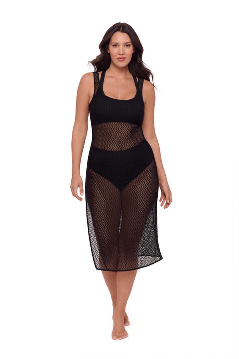 Front Slit Crochet Coverup Dress