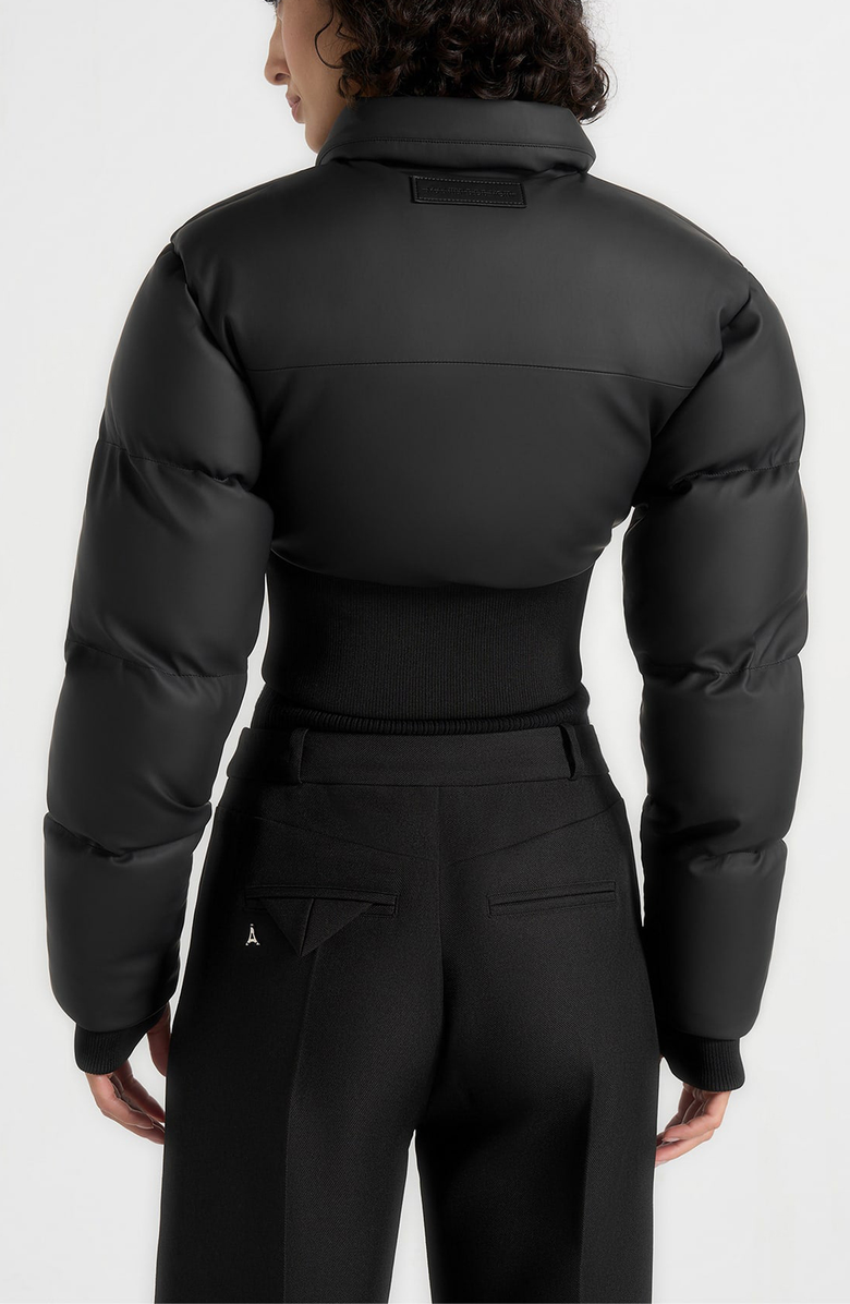 Manière De Voir Dalya Matte Cropped Biker Puffer Jacket, Alternate, color, Black