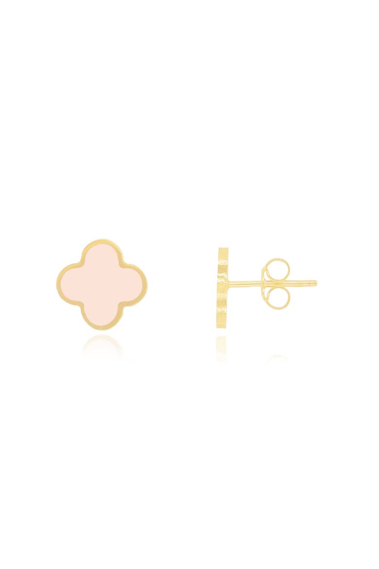 Small Pink Pearl Clover Stud Earrings, Main, color, Pink Pearl
