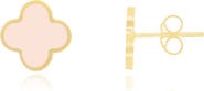The Lovery Fine Jewelry Small Pink Pearl Clover Stud Earrings