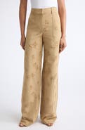 Veronica Beard Cole Floral Jacquard Wide Leg Pants