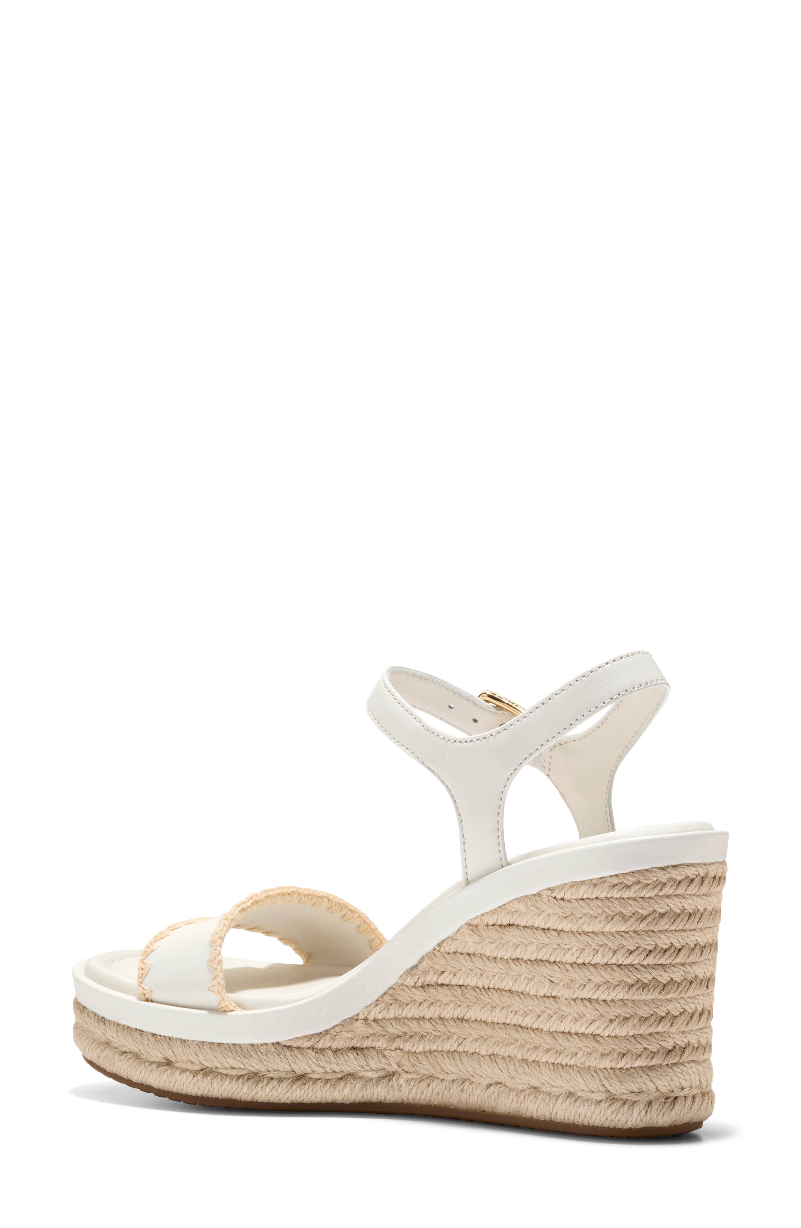 Cole Haan Asbury Cloudfeel Wedge Sandal, Alternate, color, Powder Leather /Natural Raffia