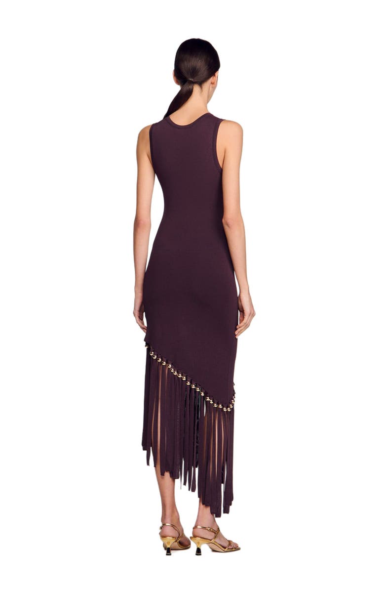 SANDRO Fringed and beaded maxi dress, Alternate, color, 
