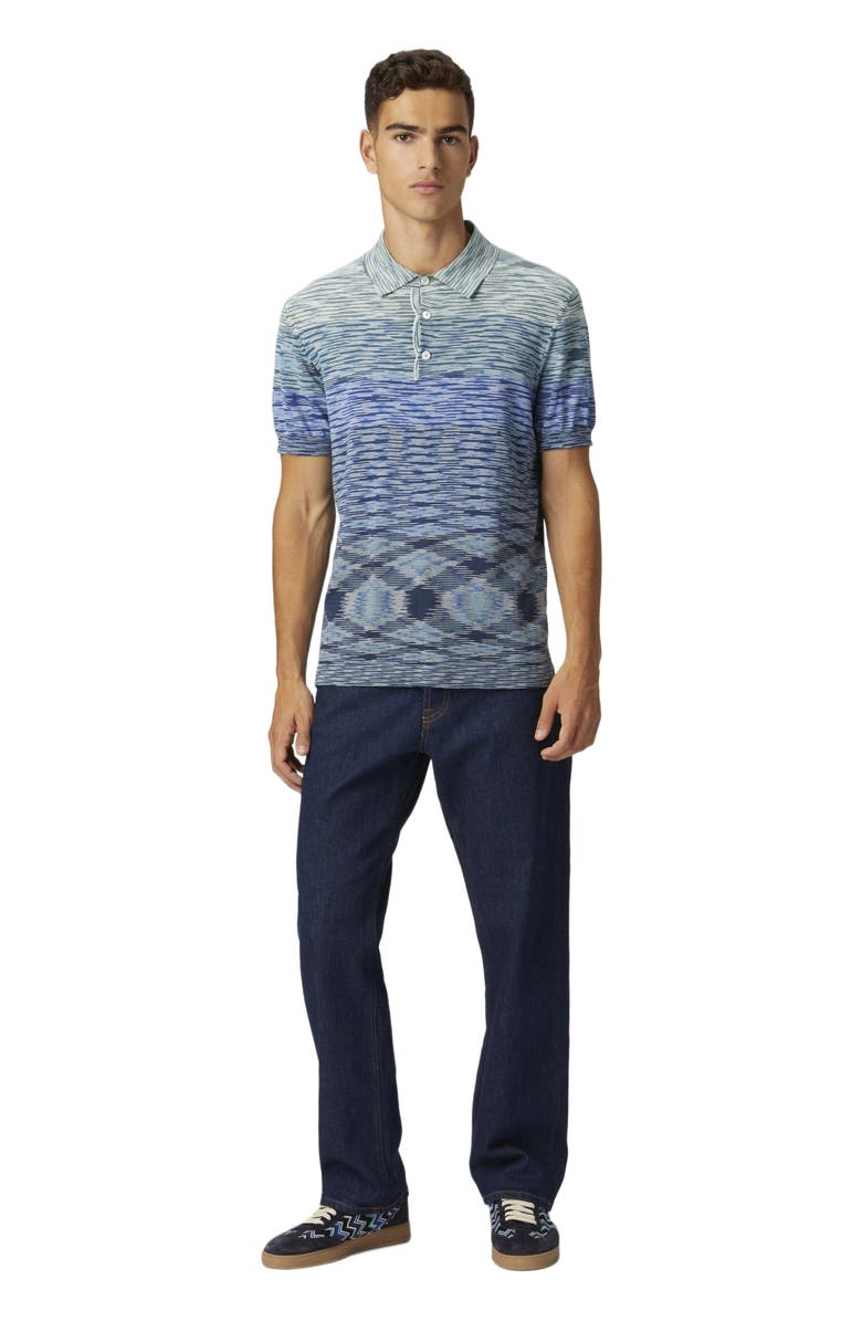 Missoni Dégradé Slub Cotton Knit Polo Shirt, Alternate, color, Blue & Green
