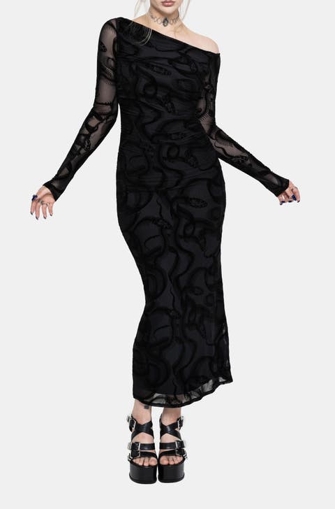 Paleo Flocked Mesh Maxi Dress