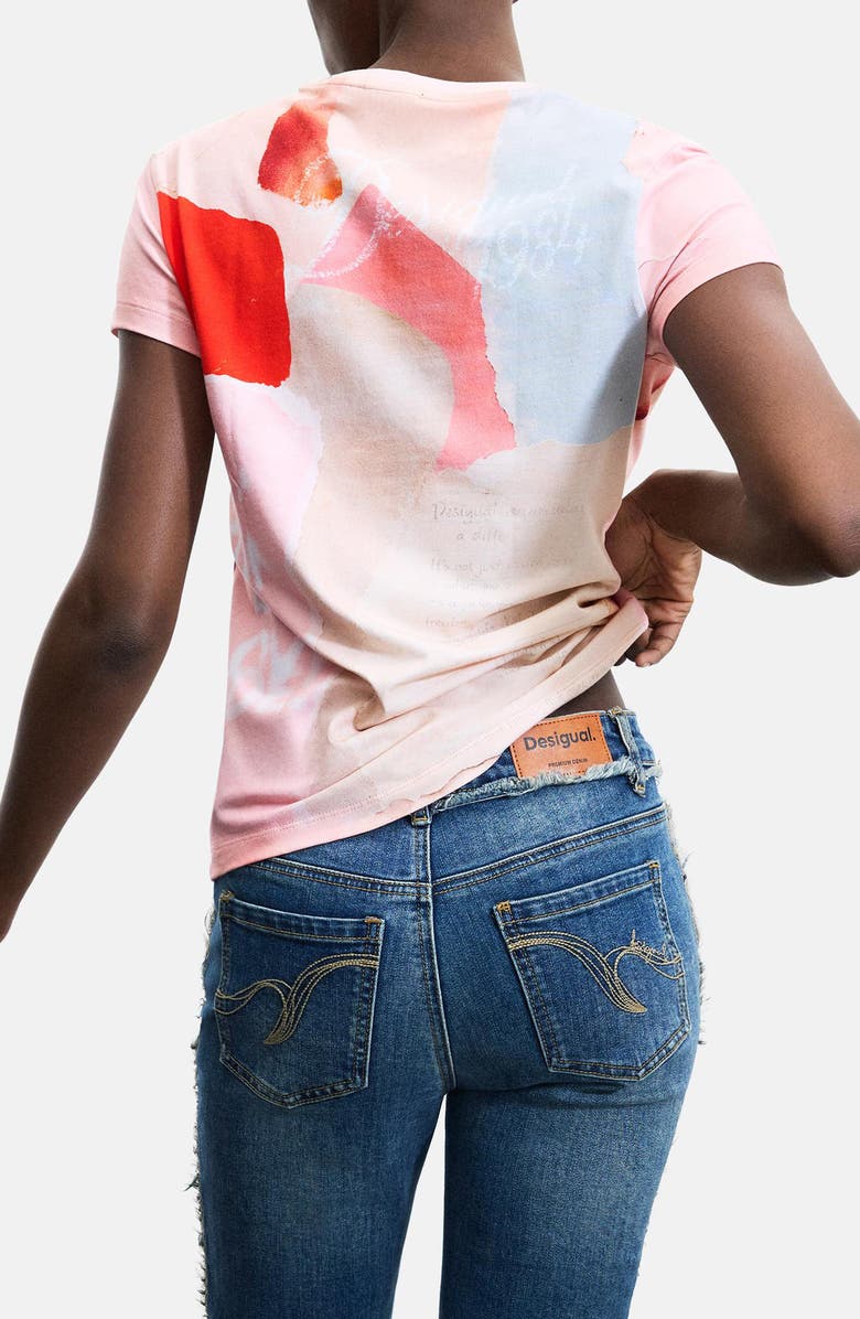 Desigual Stretch Cotton Graphic T-Shirt, Alternate, color, Pink