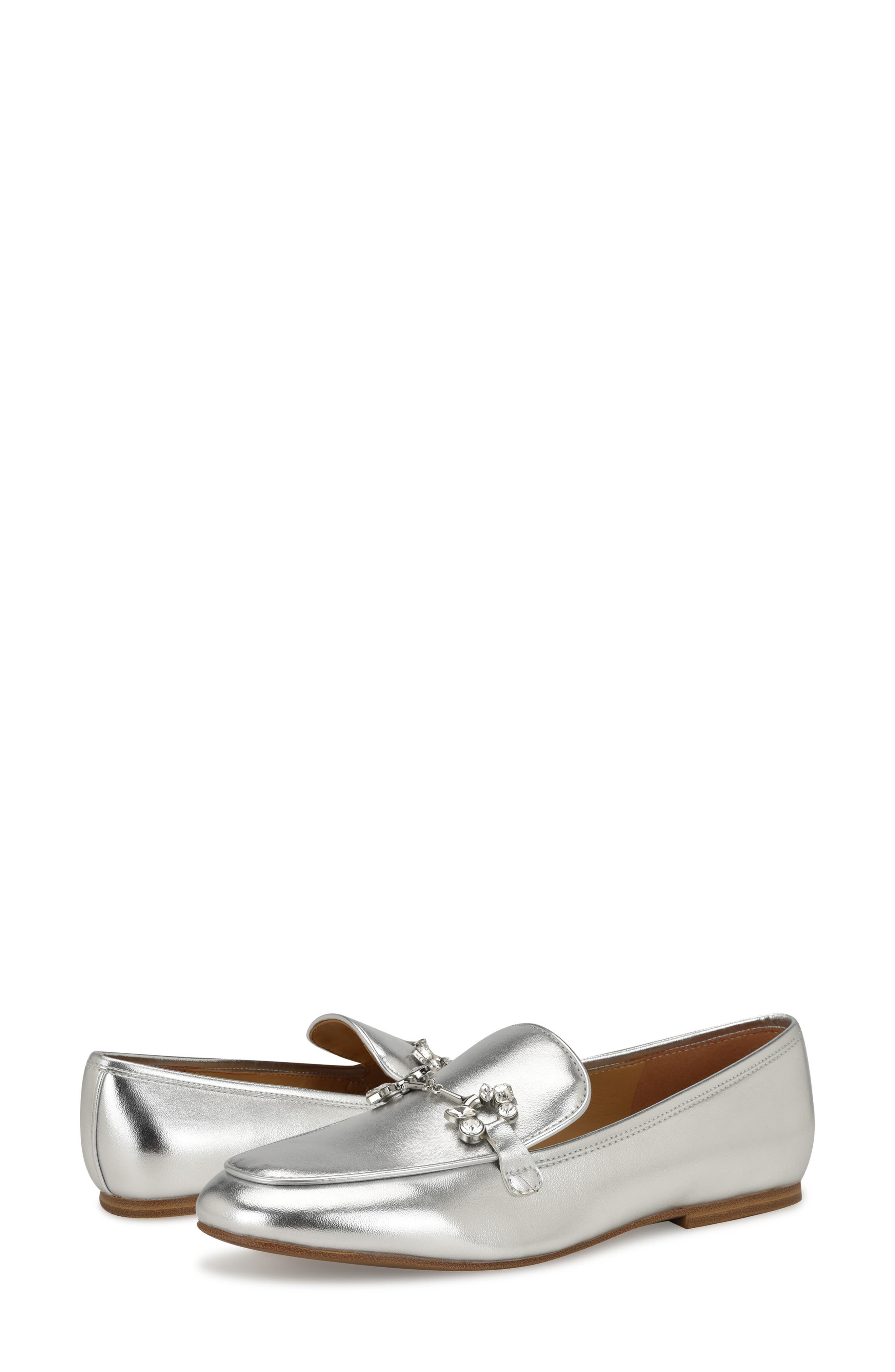 Nine West Bennit Bit Loafer, Alternate, color, Silver
