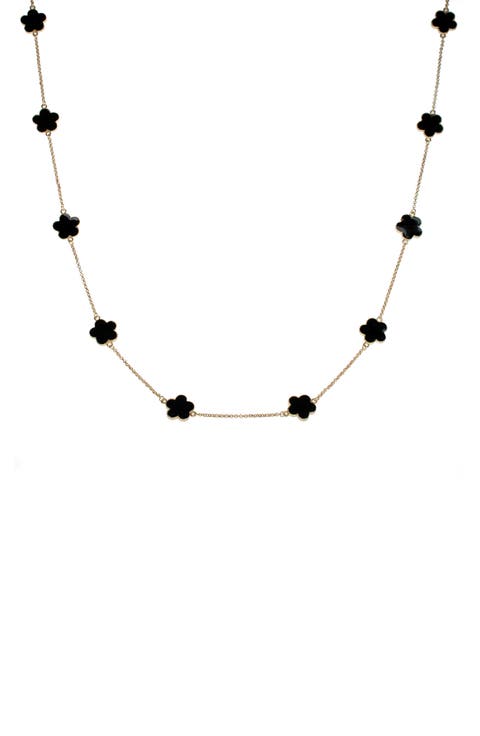 Enamel Clover Station Chain Long Necklace