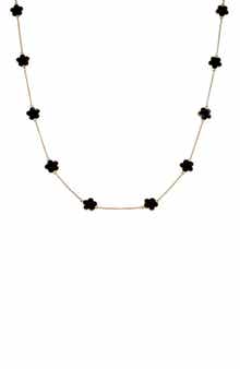 JARDIN Enamel Clover Station Chain Long Necklace