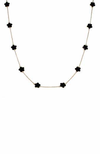 JARDIN Enamel Clover Station Chain Long Necklace
