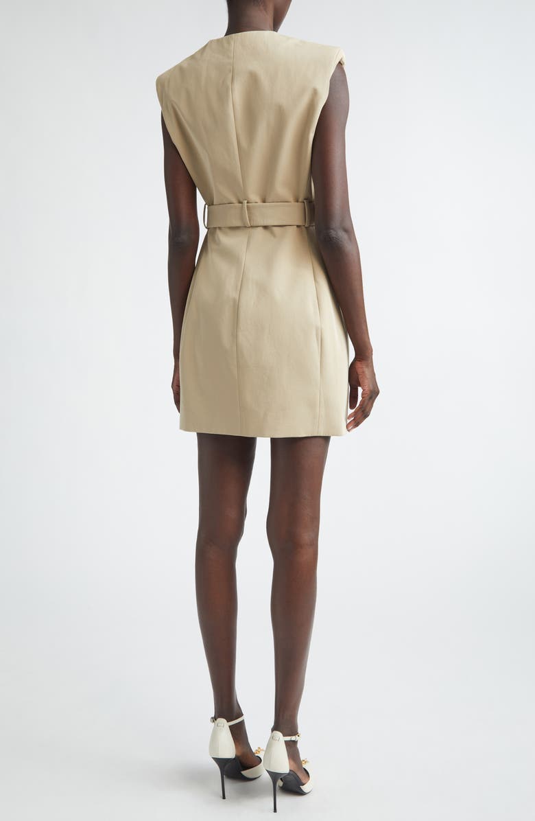 Balmain Belted Cotton Gabardine Wrap Minidress, Alternate, color, 0An Sand
