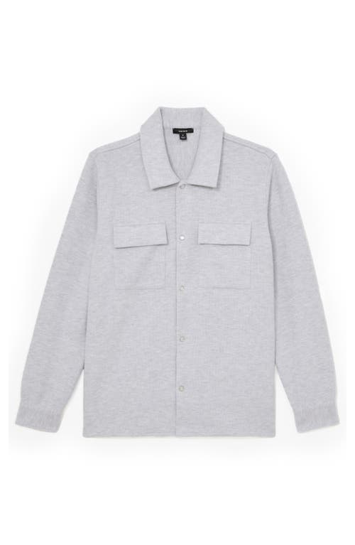 Reiss Grey Marl Press-stud Jersey Shirt With Cotton In Gray