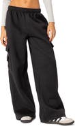 EDIKTED Wide Leg Cotton Cargo Sweatpants