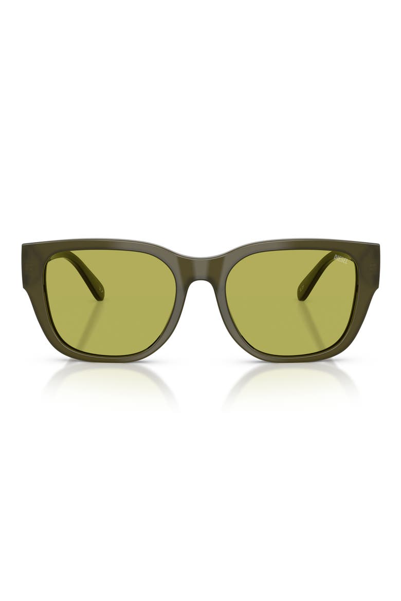 53mm Square Sunglasses, Main, color, SOLID GREEN / LIGHT GREEN