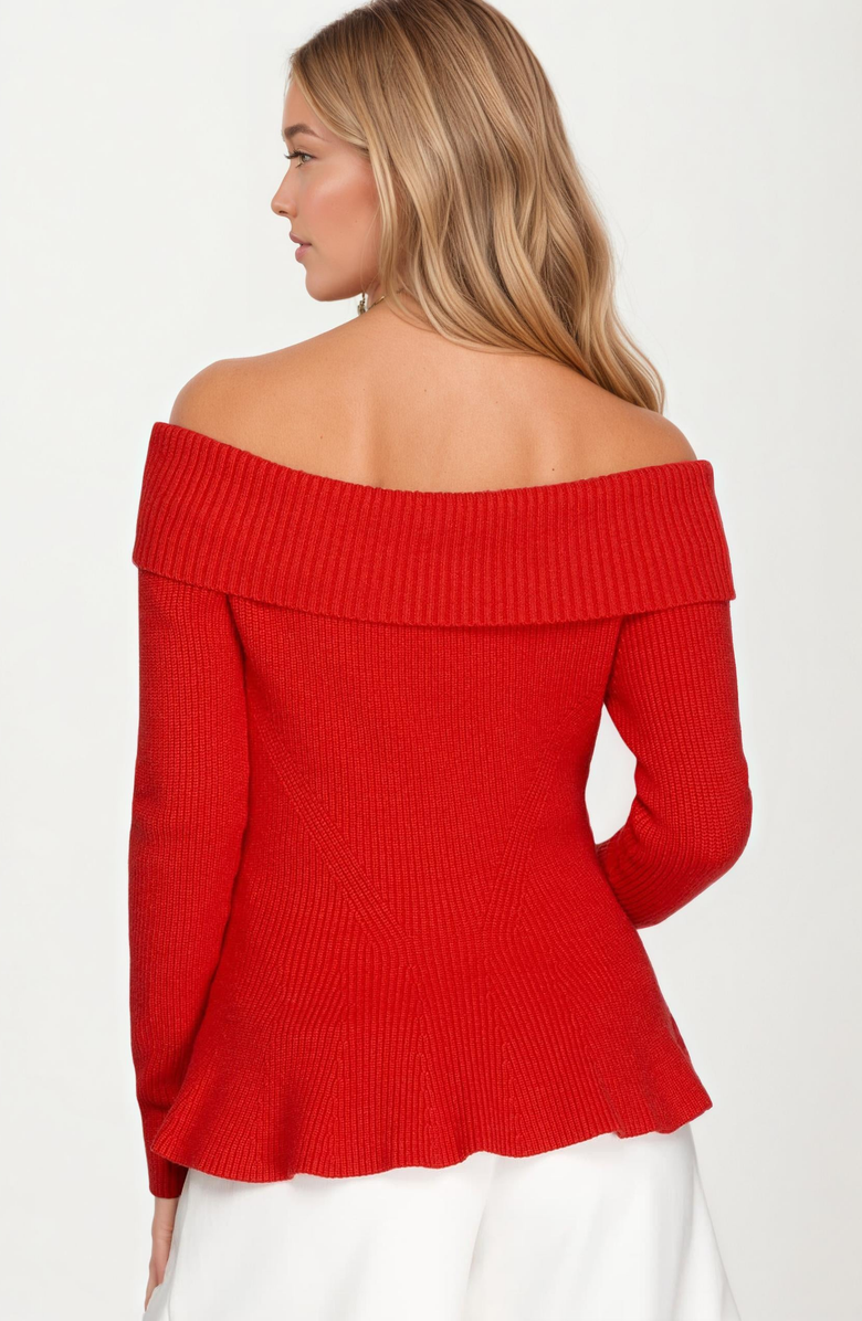 Knit and Lounge Off Shoulder Ribbed Knit Top, Alternate, color, 