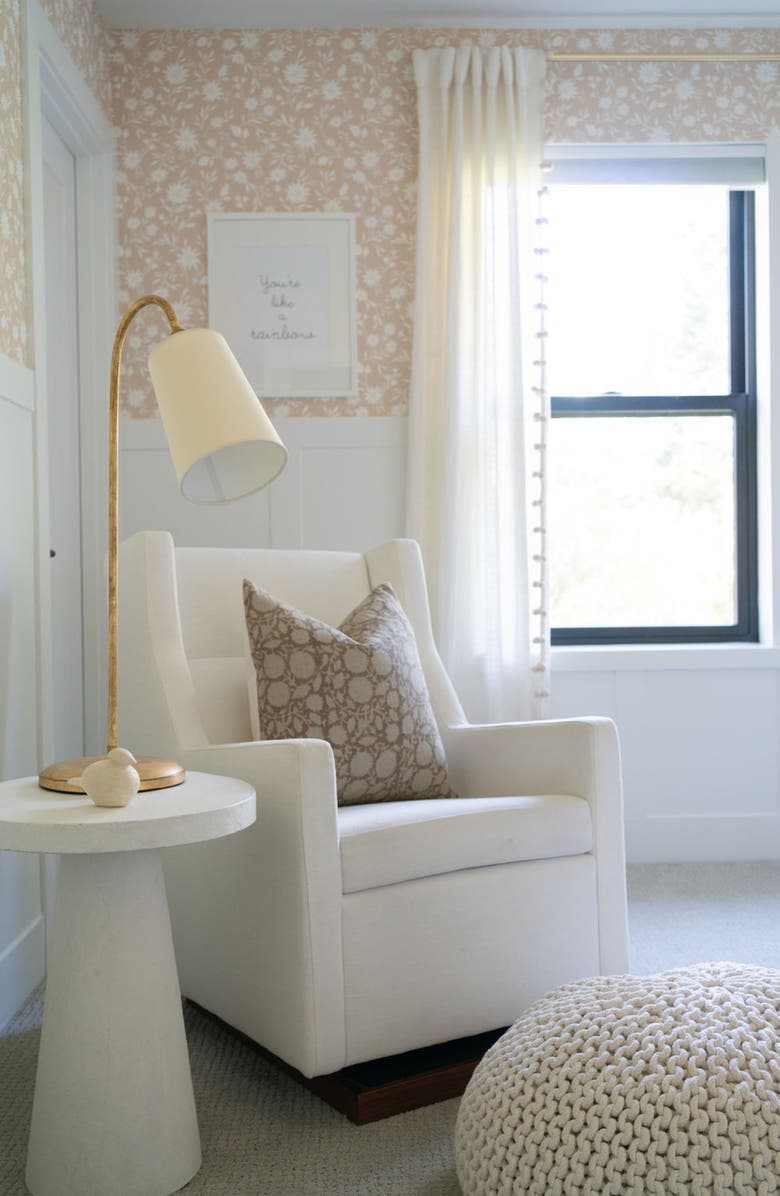 Linen & James Bowen Soft Brown Floral Handblock Pillow Cover, Alternate, color, Soft Brown