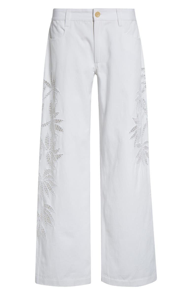 Diotima Stulla Lace Panel Wide Leg Jeans, Alternate, color, White